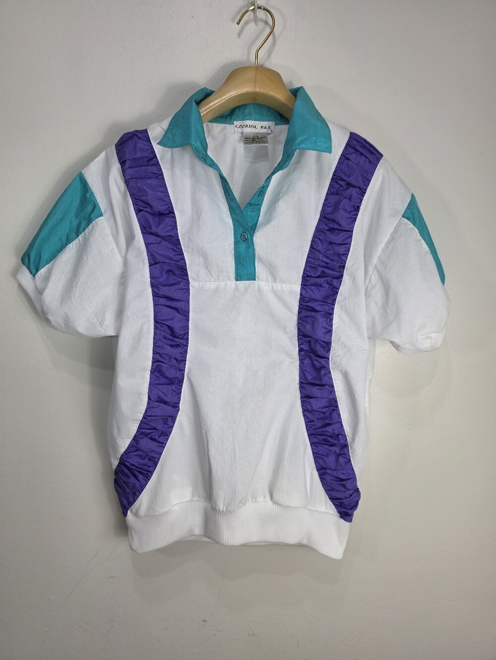 Vintage 80s Casual Isle Casual Polo Tee Colorbloc